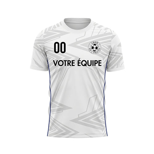 Blanc Gris Clair Bleu Géométrique Flèche Motif Maillot de Football Personnalisé