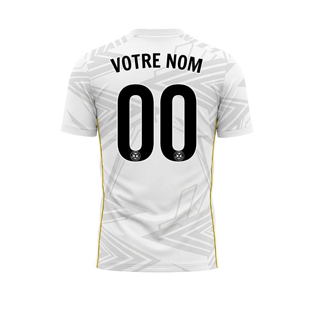 Blanc Gris Clair Jaune Géométrique Flèche Motif Maillot de Football Personnalisé