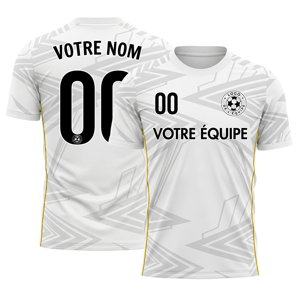 Blanc Gris Clair Jaune Géométrique Flèche Motif Maillot de Football Personnalisé
