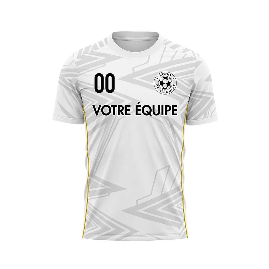 Blanc Gris Clair Jaune Géométrique Flèche Motif Maillot de Football Personnalisé