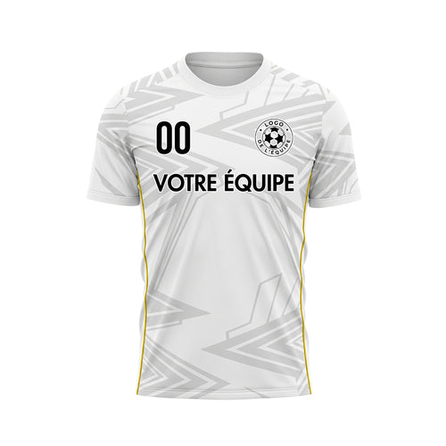 Blanc Gris Clair Jaune Géométrique Flèche Motif Maillot de Football Personnalisé