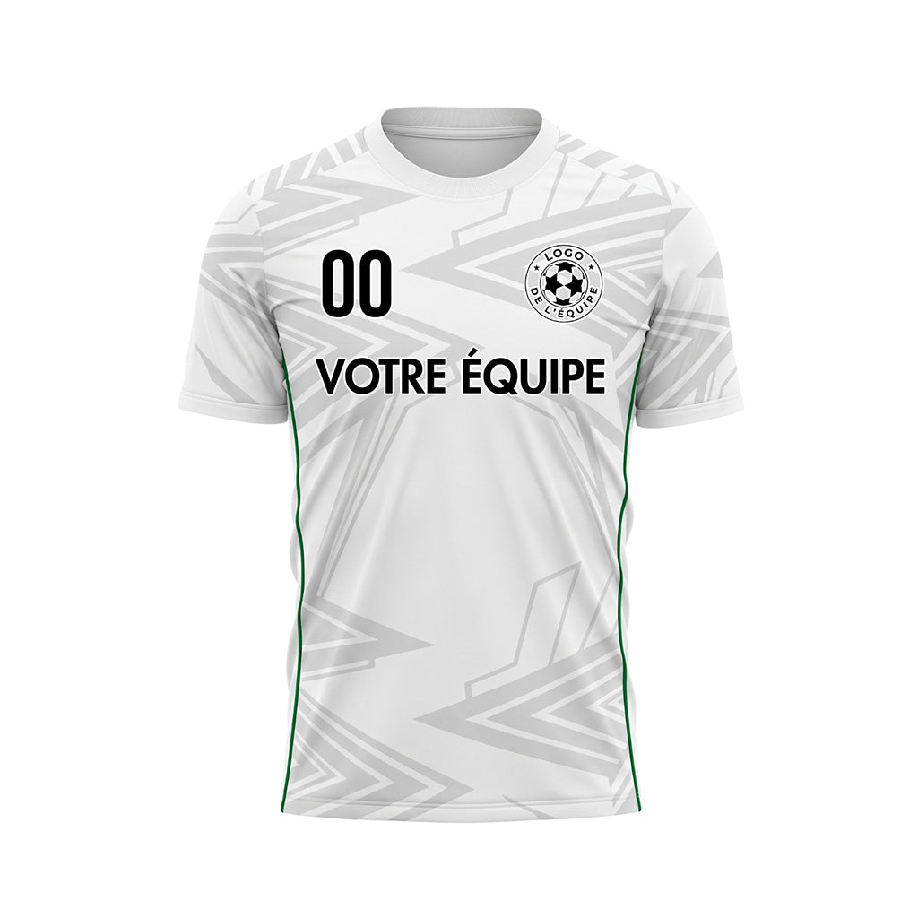 Blanc Gris Clair Vert Géométrique Flèche Motif Maillot de Football Personnalisé
