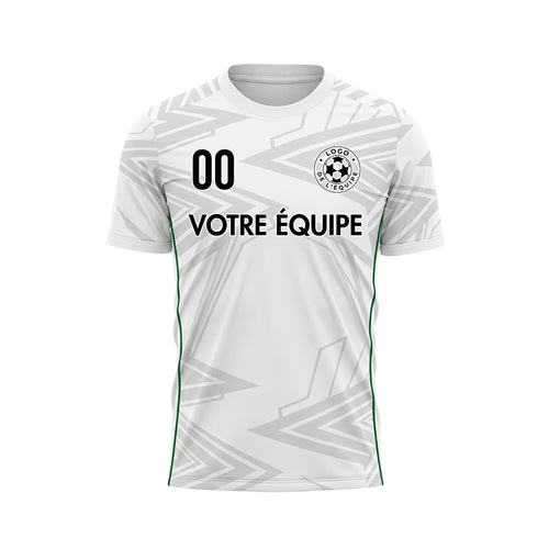 Blanc Gris Clair Vert Géométrique Flèche Motif Maillot de Football Personnalisé