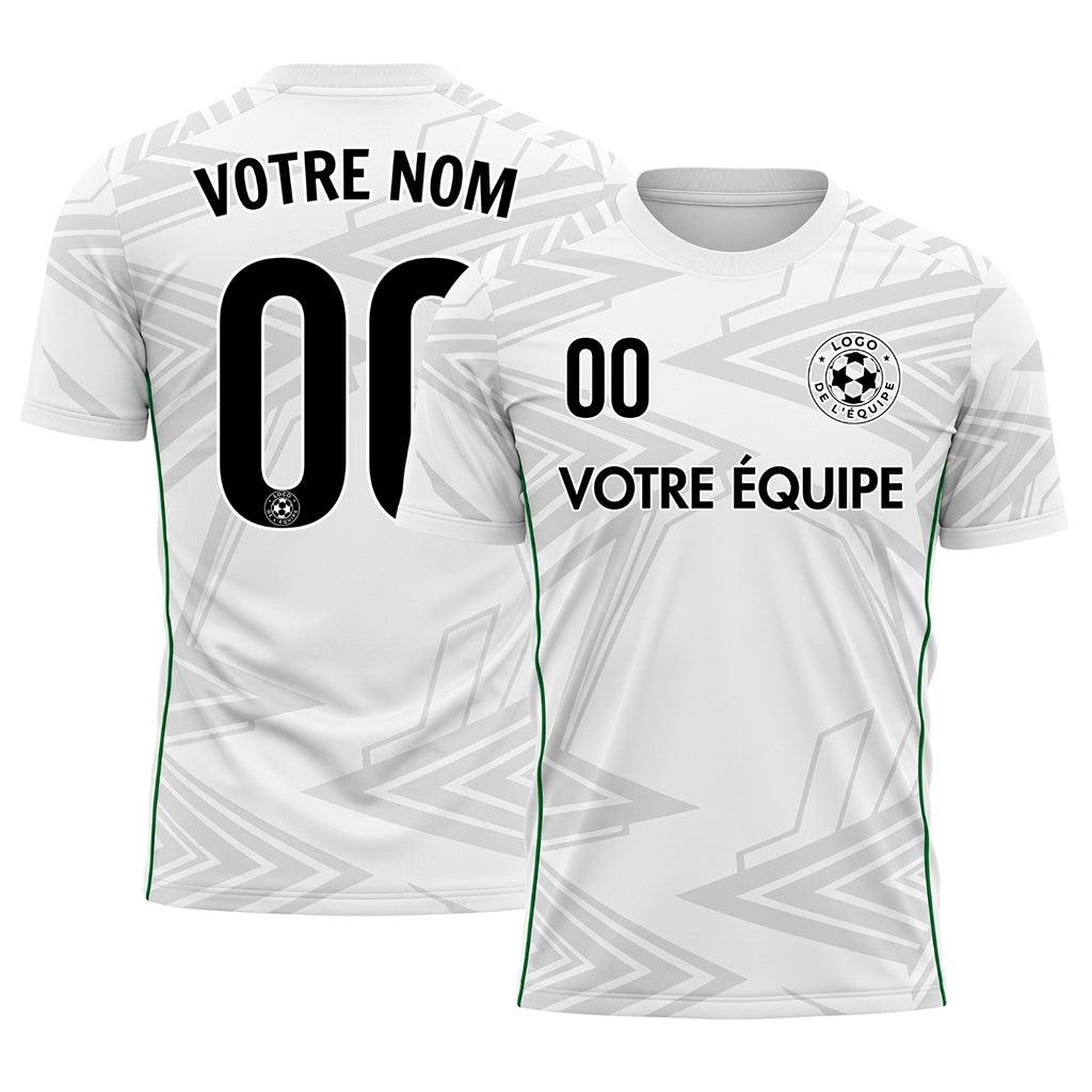 Blanc Gris Clair Vert Géométrique Flèche Motif Maillot de Football Personnalisé