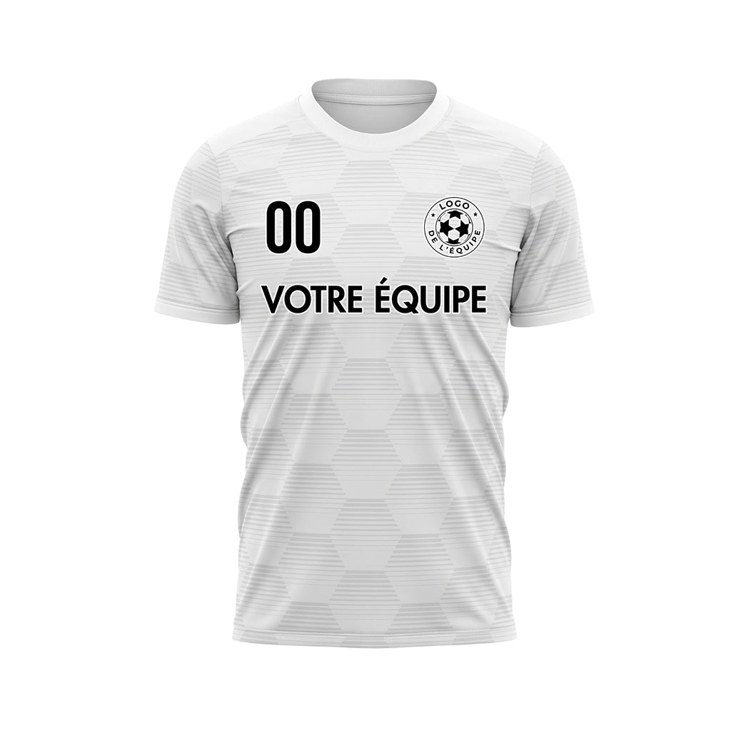 Blanc Gris Clair Hexagone Lignes Motif Maillot de Football Personnalisé