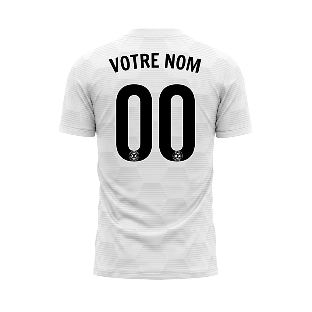 Blanc Gris Clair Hexagone Lignes Motif Maillot de Football Personnalisé