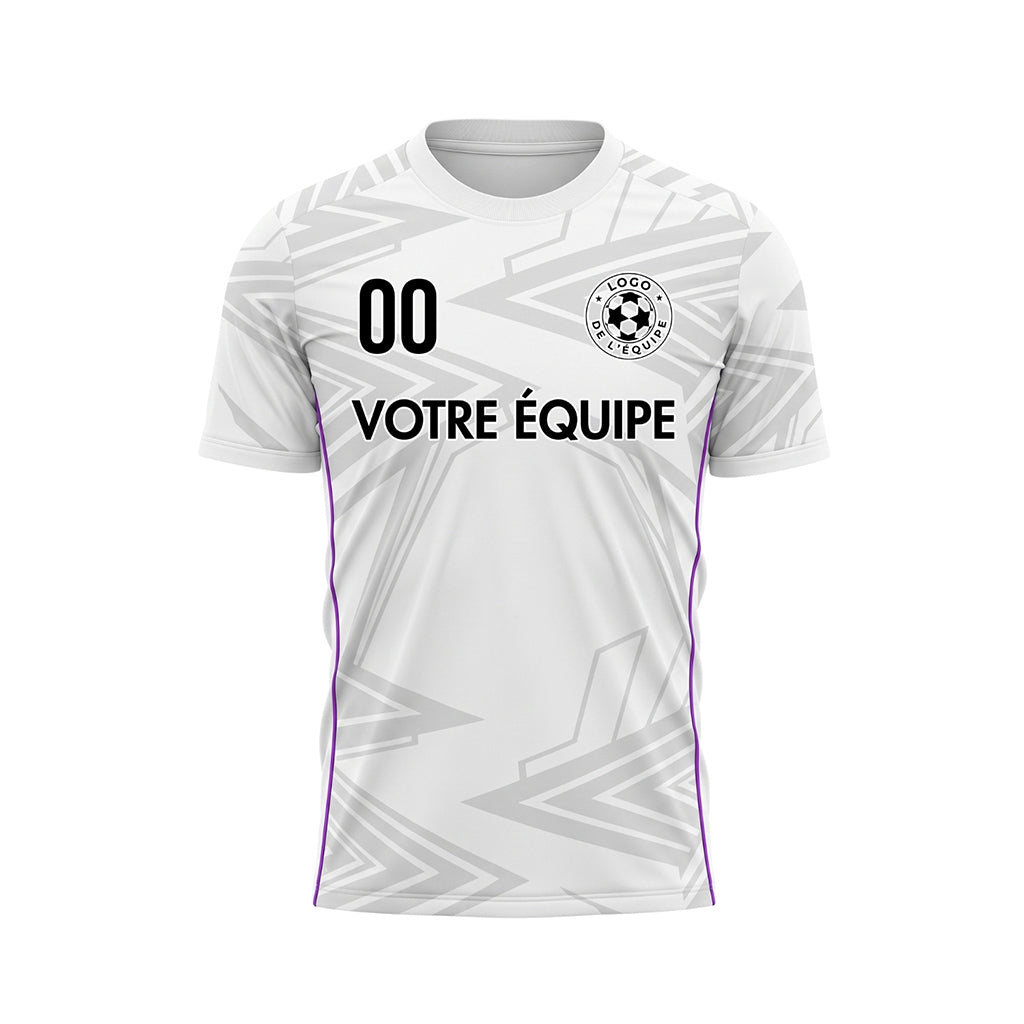 Blanc Gris Clair Violet Géométrique Flèche Motif Maillot de Football Personnalisé