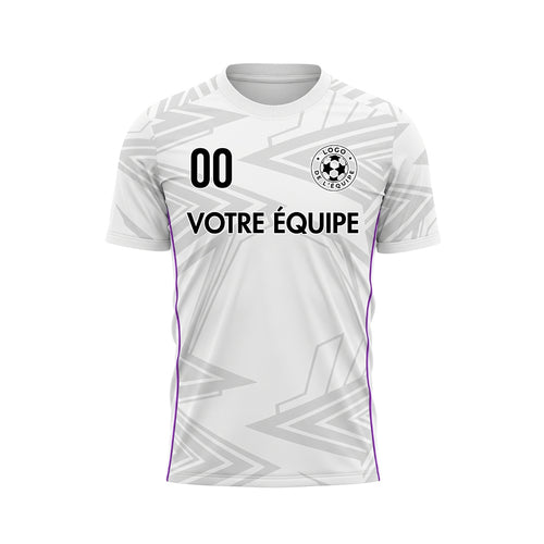 Blanc Gris Clair Violet Géométrique Flèche Motif Maillot de Football Personnalisé