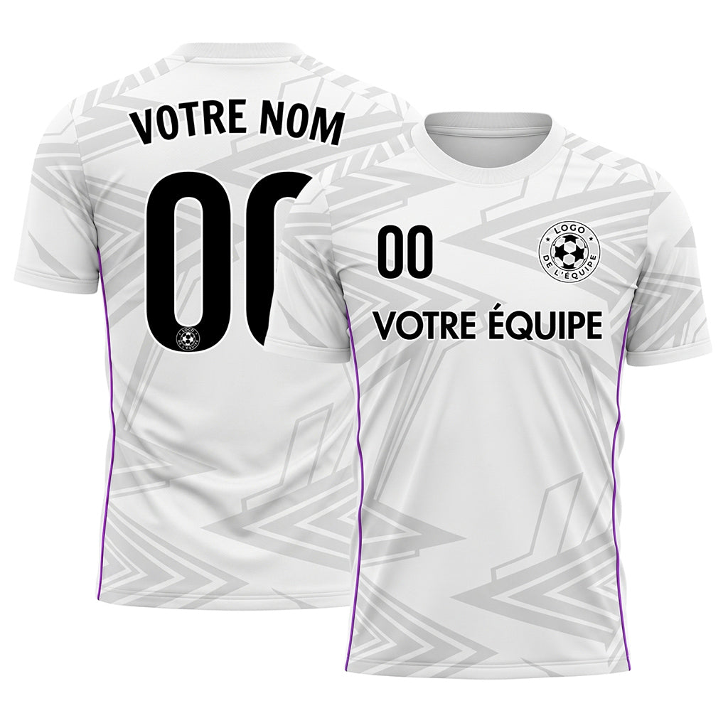 Blanc Gris Clair Violet Géométrique Flèche Motif Maillot de Football Personnalisé