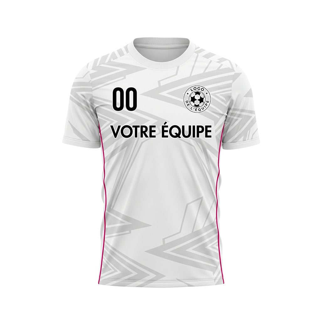 Blanc Gris Clair Rose Géométrique Flèche Motif Maillot de Football Personnalisé