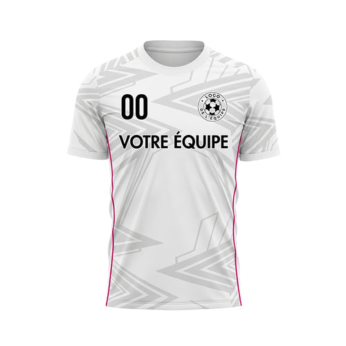 Blanc Gris Clair Rose Géométrique Flèche Motif Maillot de Football Personnalisé