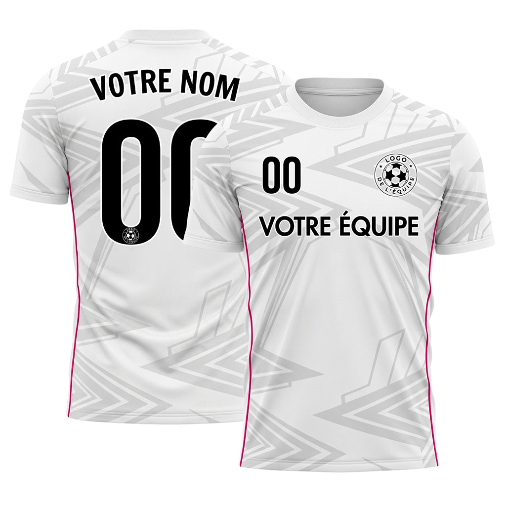 Blanc Gris Clair Rose Géométrique Flèche Motif Maillot de Football Personnalisé