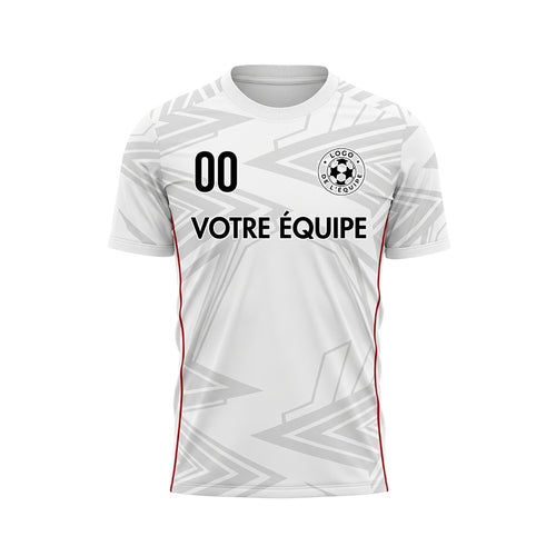 Blanc Gris Clair Rouge Géométrique Flèche Motif Maillot de Football Personnalisé