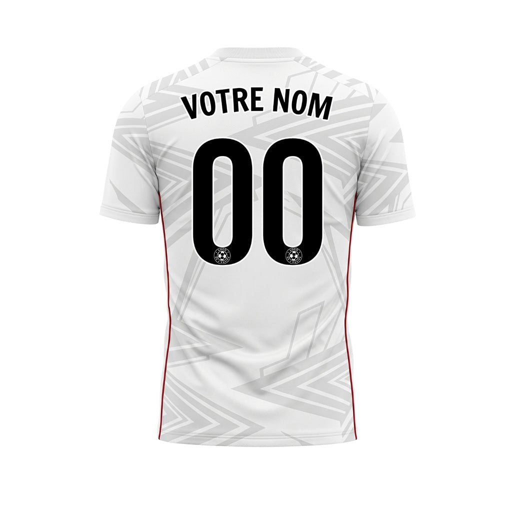 Blanc Gris Clair Rouge Géométrique Flèche Motif Maillot de Football Personnalisé
