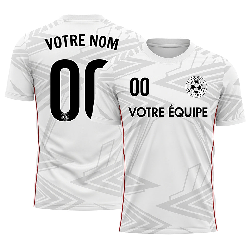 Blanc Gris Clair Rouge Géométrique Flèche Motif Maillot de Football Personnalisé