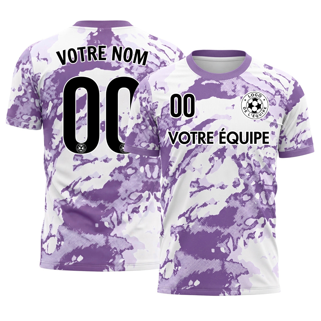 Blanc Violet Abstrait Grunge Demi-Teinte Motif Maillot de Football Personnalisé