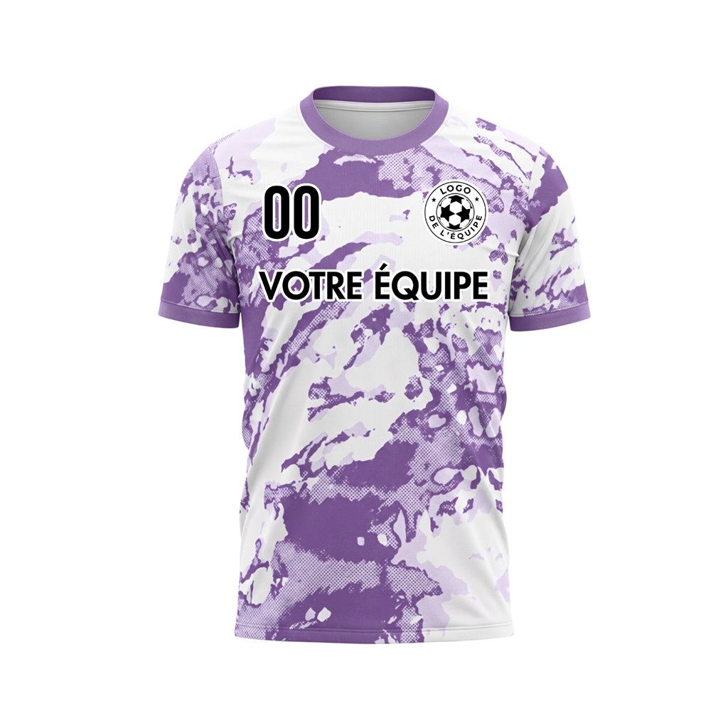 Blanc Violet Abstrait Grunge Demi-Teinte Motif Maillot de Football Personnalisé