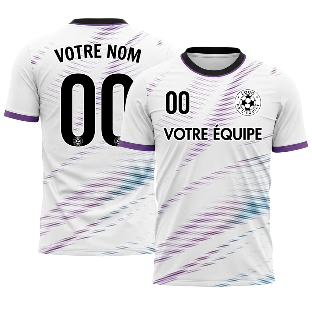 Blanc Violet Diagonal Demi-Teinte Vagues Motif Maillot de Football Personnalisé