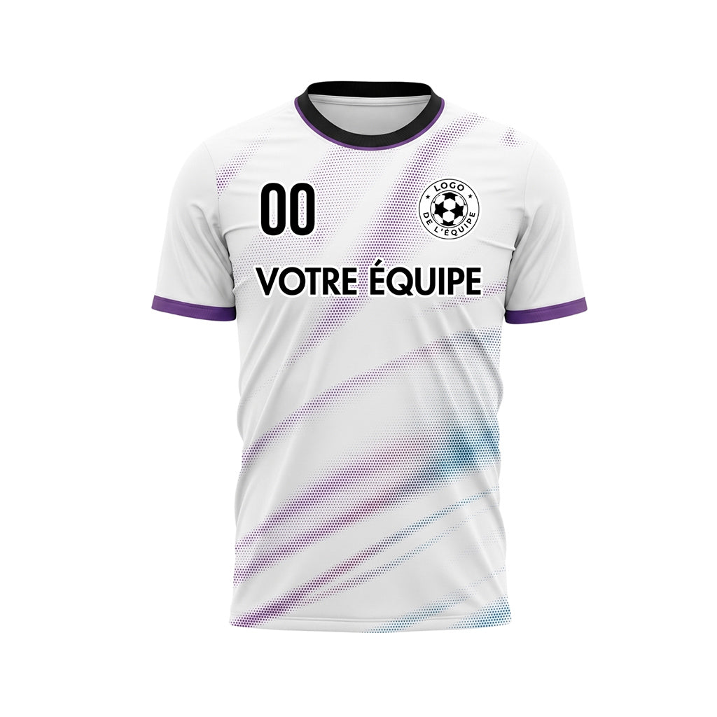 Blanc Violet Diagonal Demi-Teinte Vagues Motif Maillot de Football Personnalisé