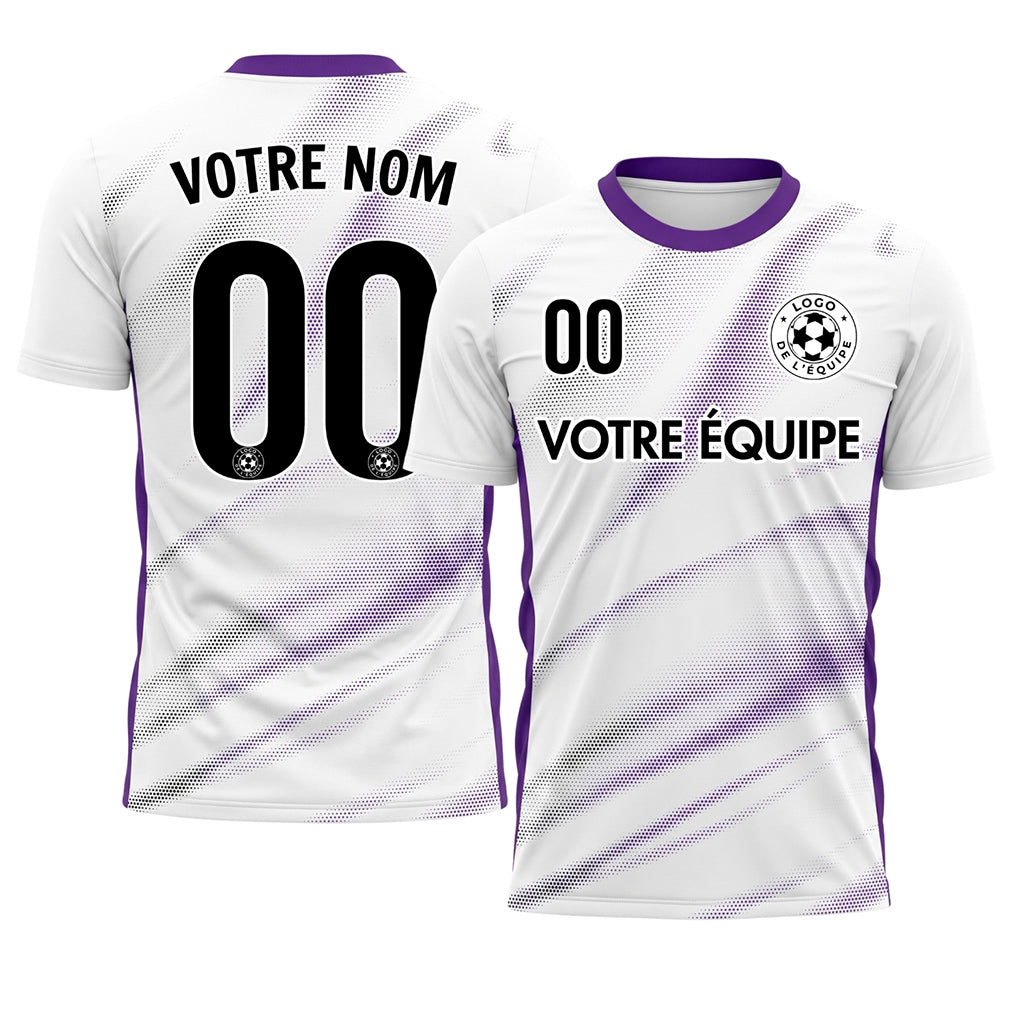 Blanc Violet Diagonal Demi-Teinte Vagues Motif (2) Maillot de Football Personnalisé