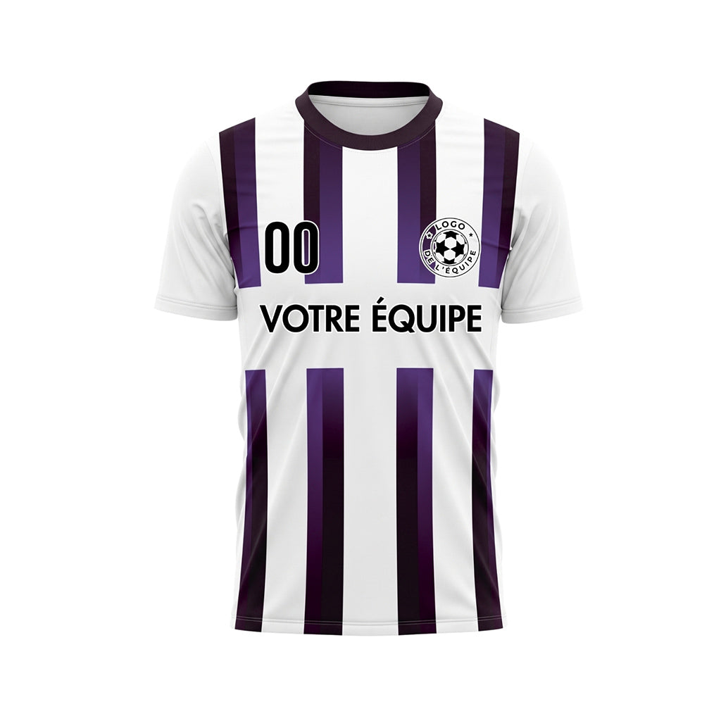 Blanc Violet Violet Foncé Dégradé Rayures Maillot de Football Personnalisé