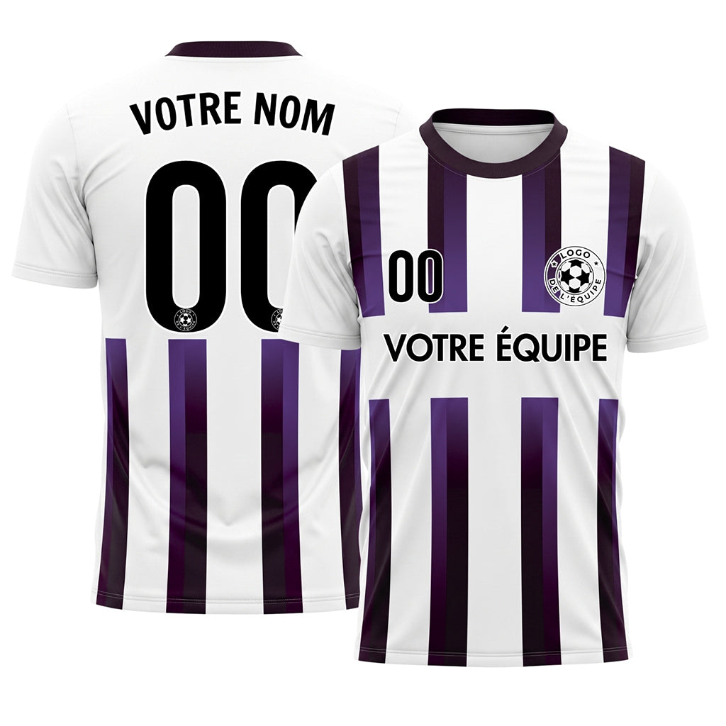 Blanc Violet Violet Foncé Dégradé Rayures Maillot de Football Personnalisé