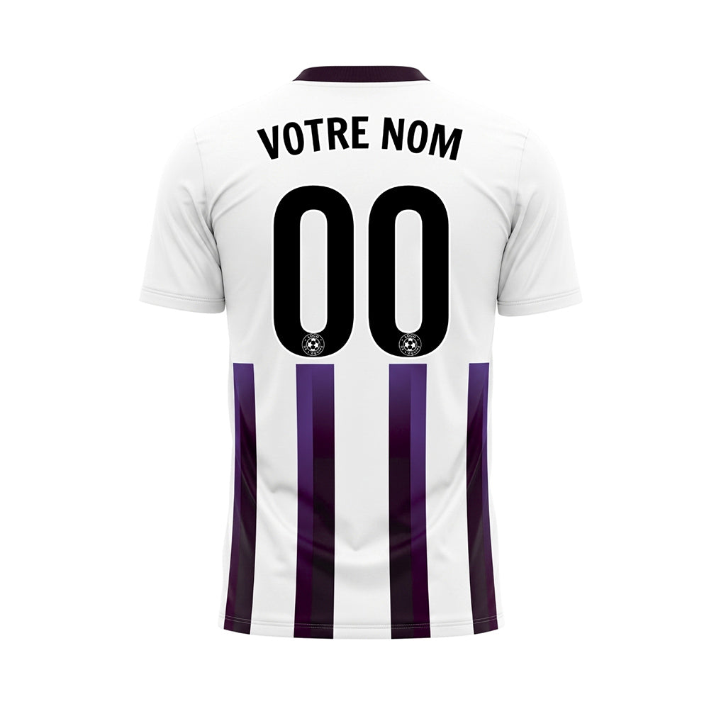 Blanc Violet Violet Foncé Dégradé Rayures Maillot de Football Personnalisé