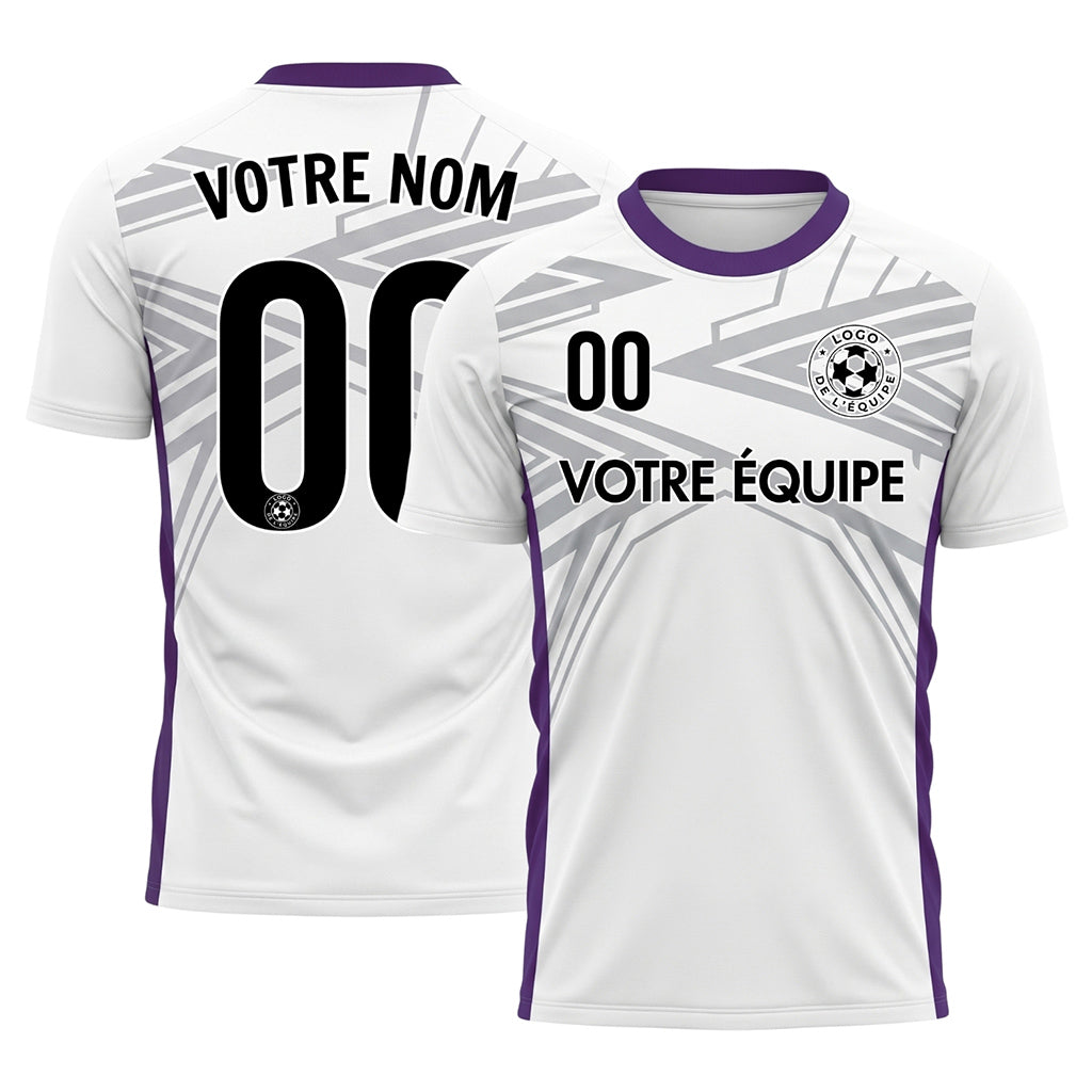 Blanc Violet Dynamique Flèche Motif Maillot de Football Personnalisé