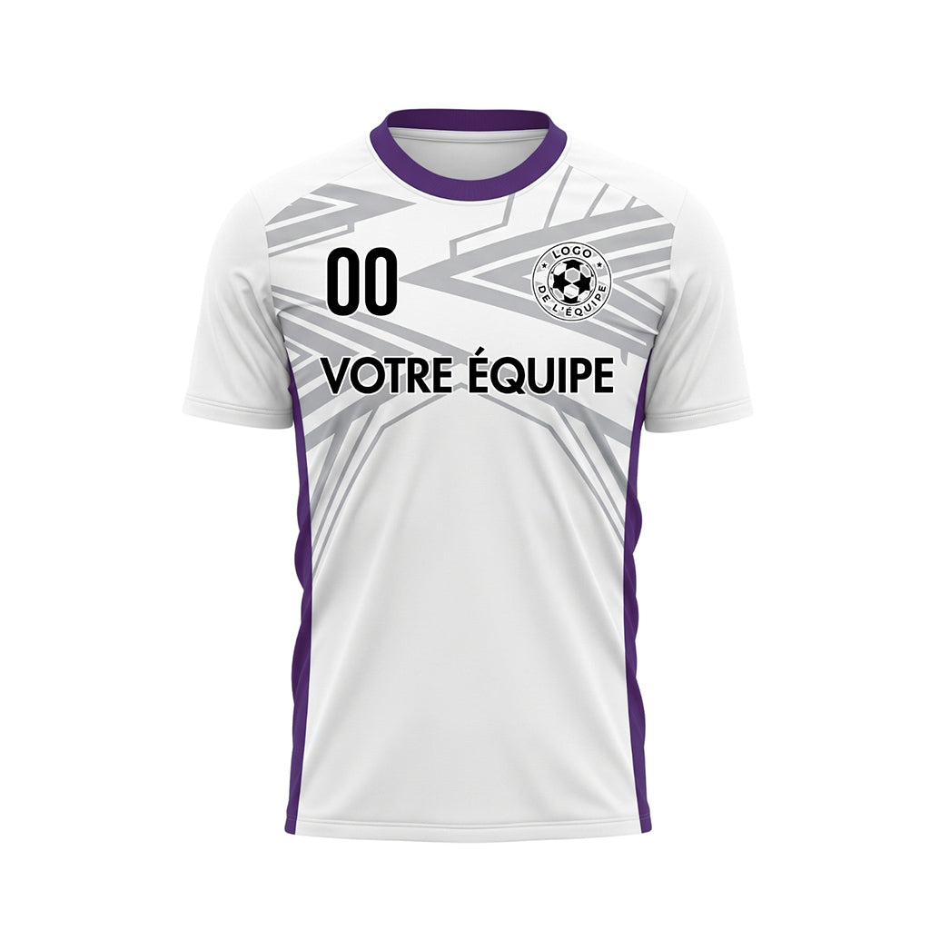 Blanc Violet Dynamique Flèche Motif Maillot de Football Personnalisé