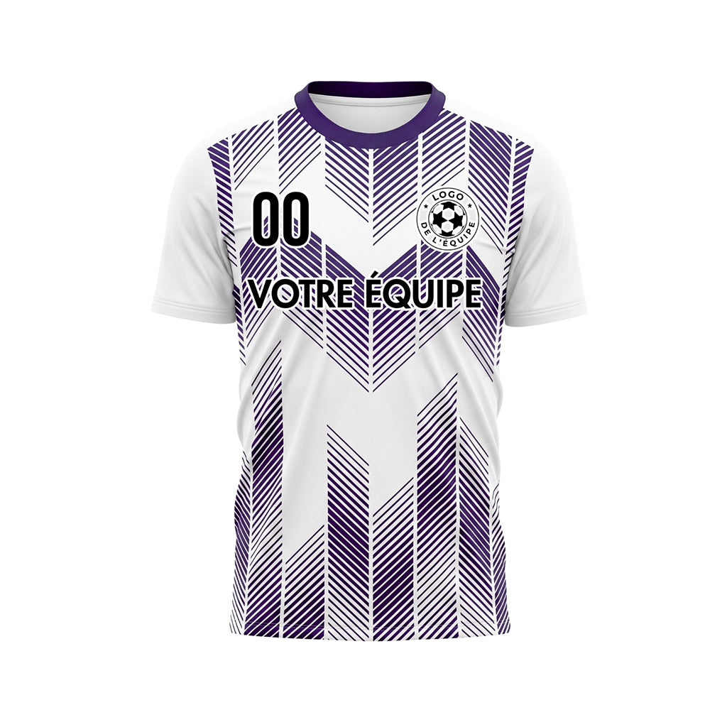 Blanc Violet À Chevrons Flèche Rayures Motif Maillot de Football Personnalisé