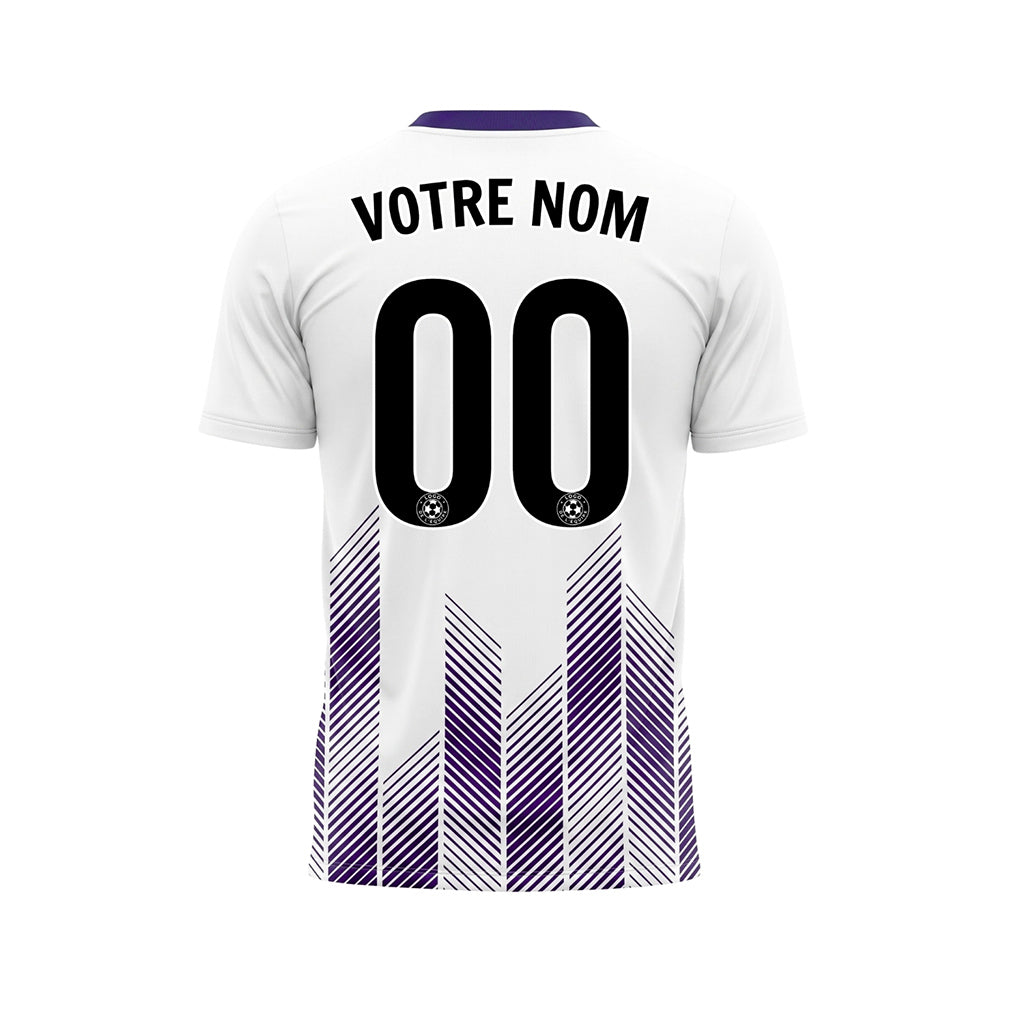 Blanc Violet À Chevrons Flèche Rayures Motif Maillot de Football Personnalisé