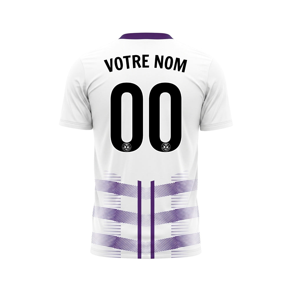 Blanc Violet Géométrique Flèche Doubles Rayures Motif Maillot de Football Personnalisé
