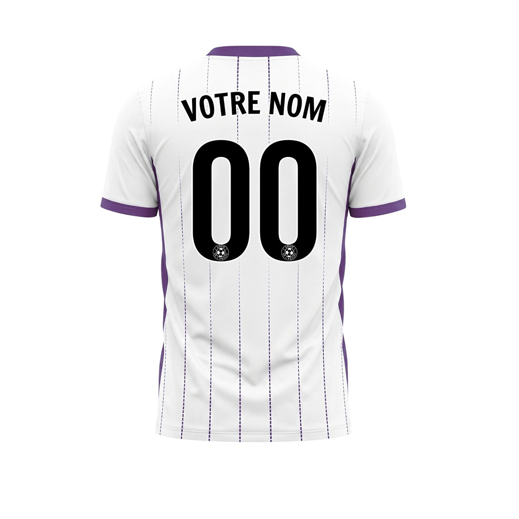 Blanc Violet En Pointillés Lignes Verticales Dégradé Motif Maillot de Football Personnalisé