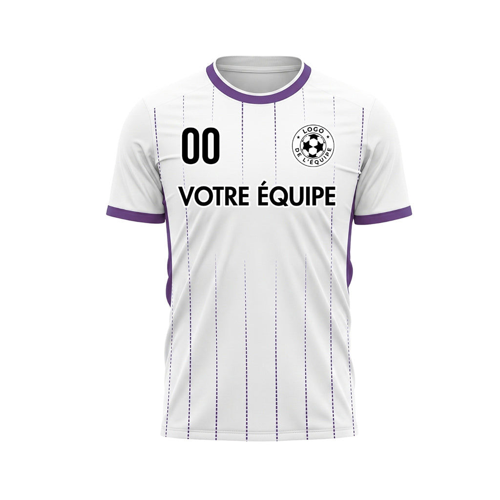 Blanc Violet En Pointillés Lignes Verticales Dégradé Motif Maillot de Football Personnalisé