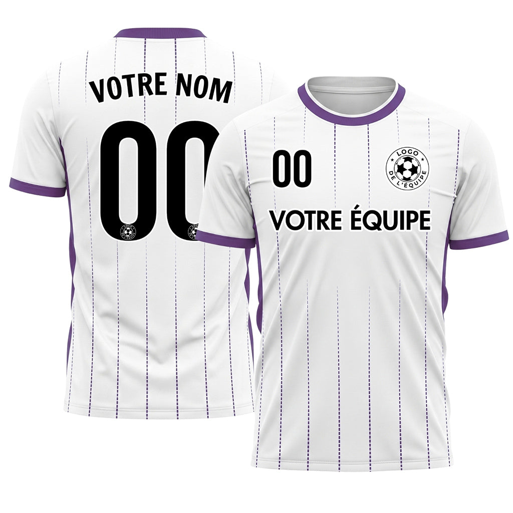 Blanc Violet En Pointillés Lignes Verticales Dégradé Motif Maillot de Football Personnalisé