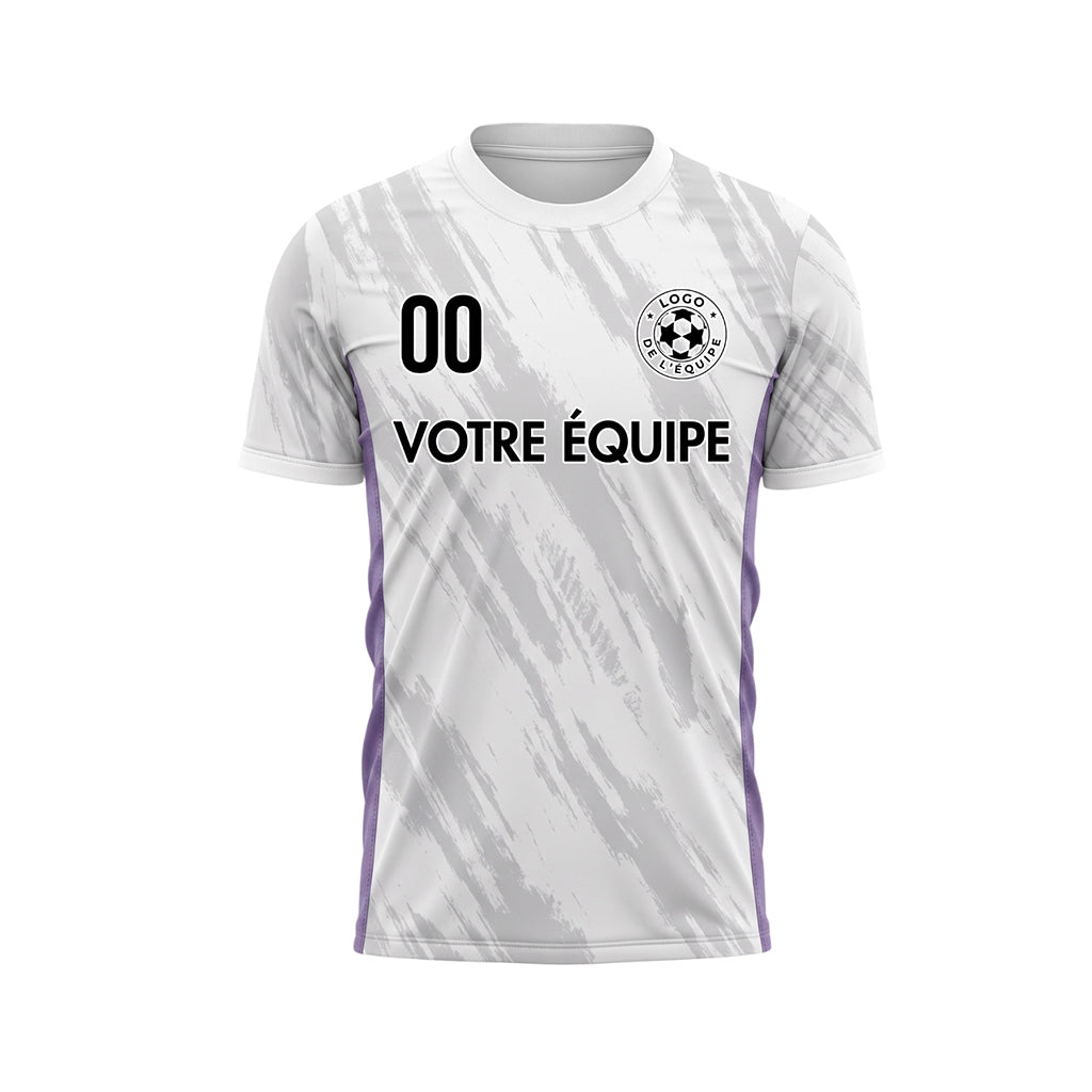Blanc Violet Gris Coup de Pinceau Motif Maillot de Football Personnalisé