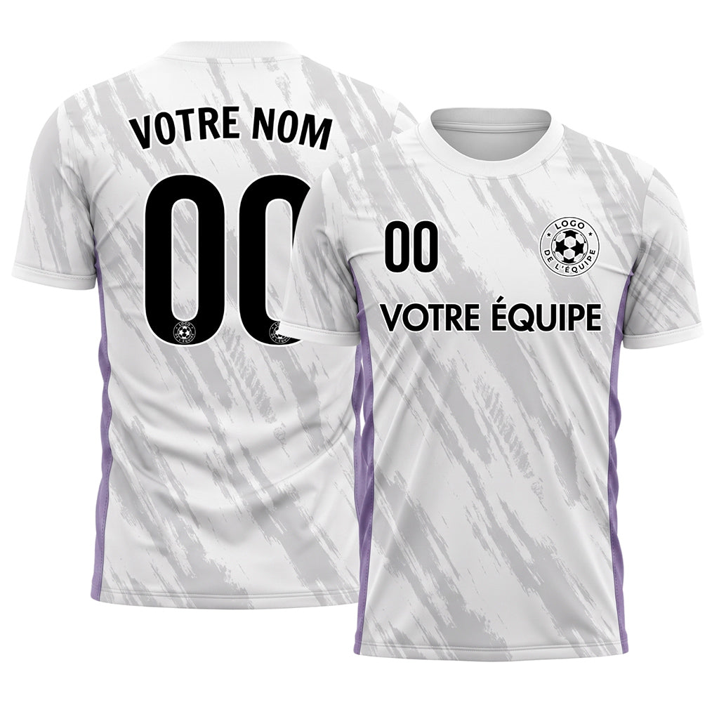 Blanc Violet Gris Coup de Pinceau Motif Maillot de Football Personnalisé