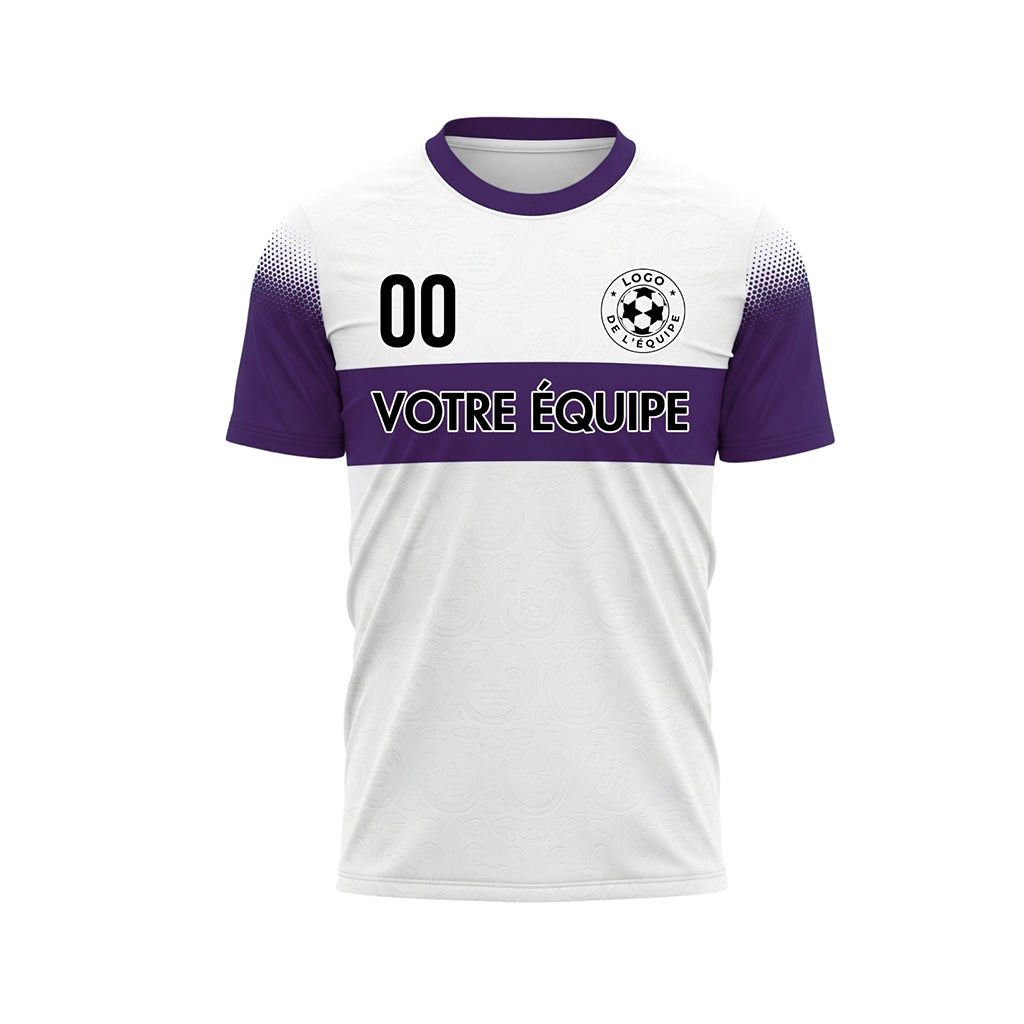Blanc Violet Demi-Teinte Rayures Poitrine Maillot de Football Personnalisé