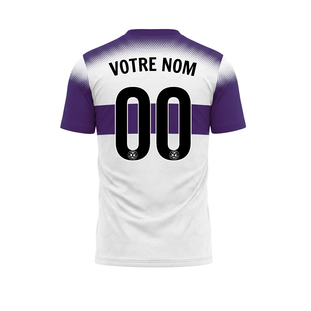 Blanc Violet Demi-Teinte Rayures Poitrine Maillot de Football Personnalisé