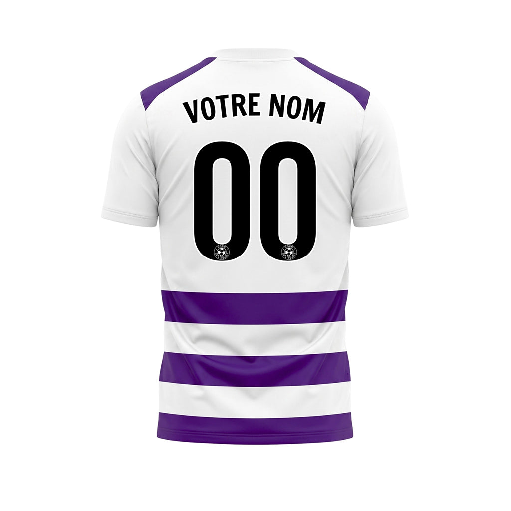 Blanc Violet Classique Rayures en Blocs Motif Maillot de Football Personnalisé