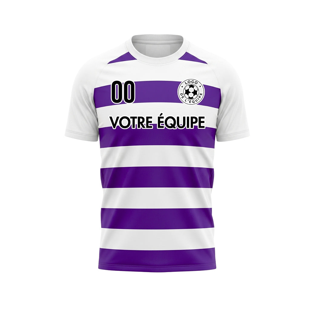 Blanc Violet Classique Rayures en Blocs Motif Maillot de Football Personnalisé
