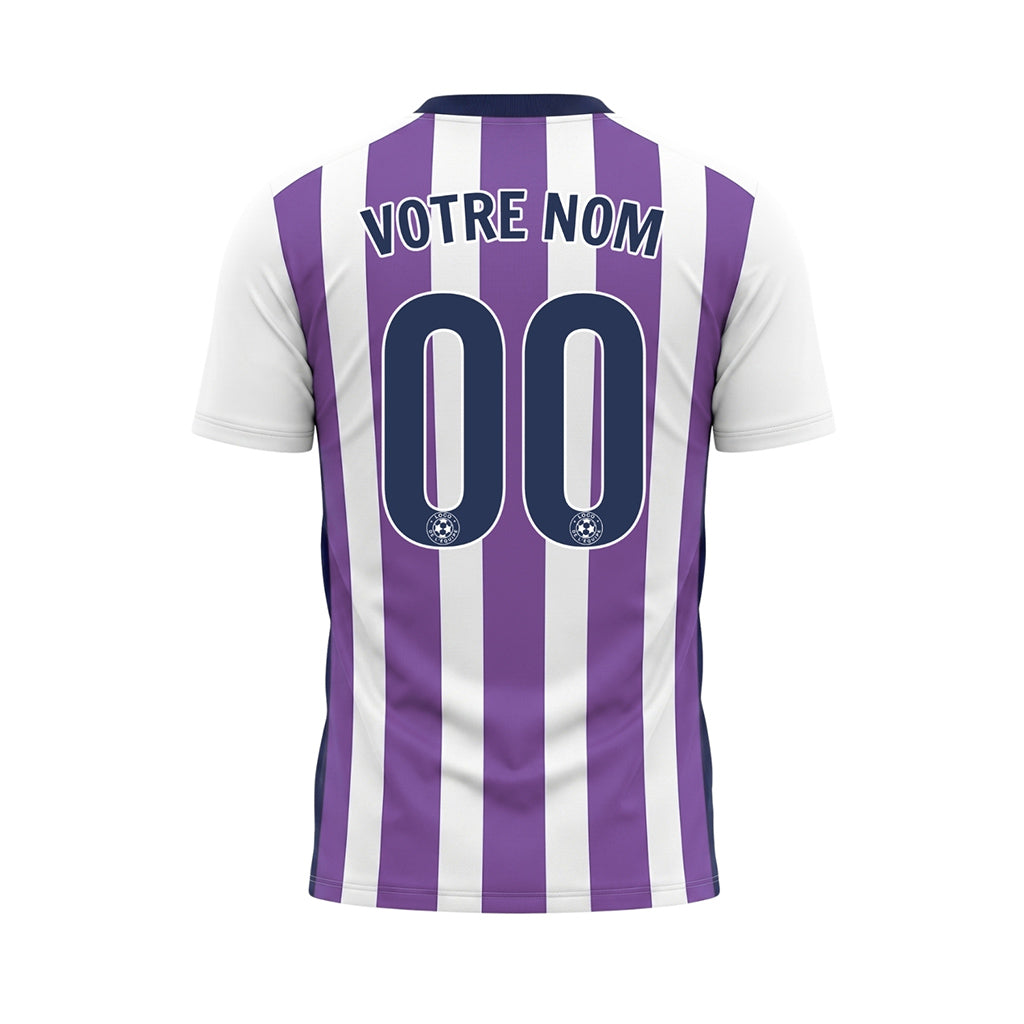 Blanc Violet Classique Larges Rayures Maillot de Football Personnalisé