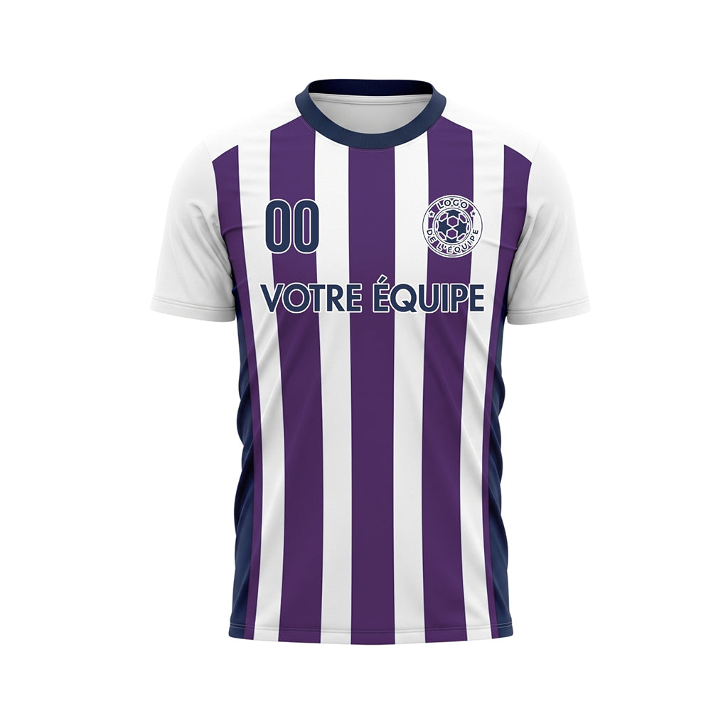 Blanc Violet Classique Larges Rayures (2) Maillot de Football Personnalisé