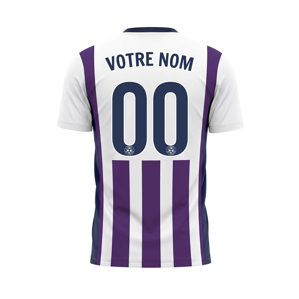 Blanc Violet Classique Larges Rayures (2) Maillot de Football Personnalisé
