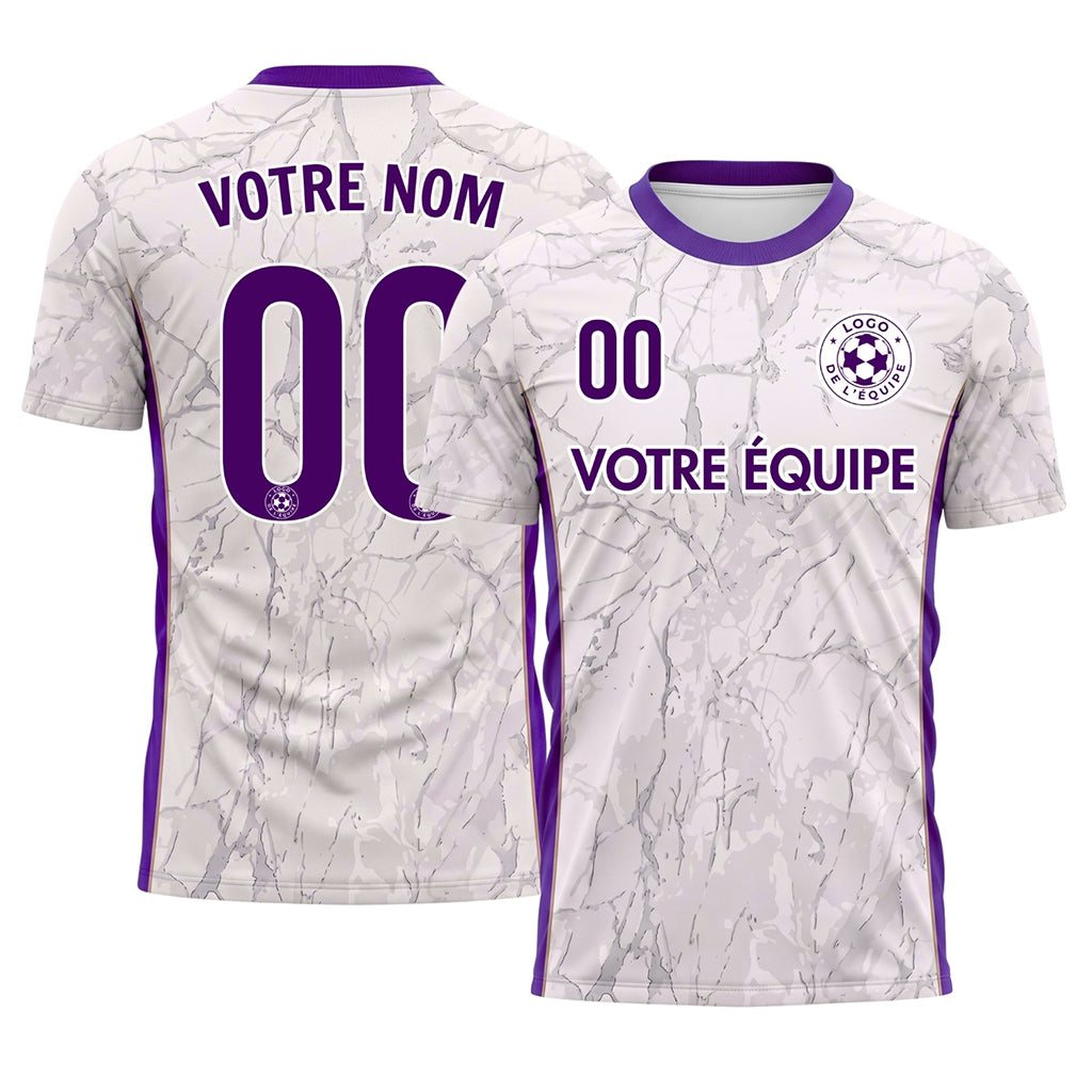 Blanc Violet Marbre Texture Motif Maillot de Football Personnalisé