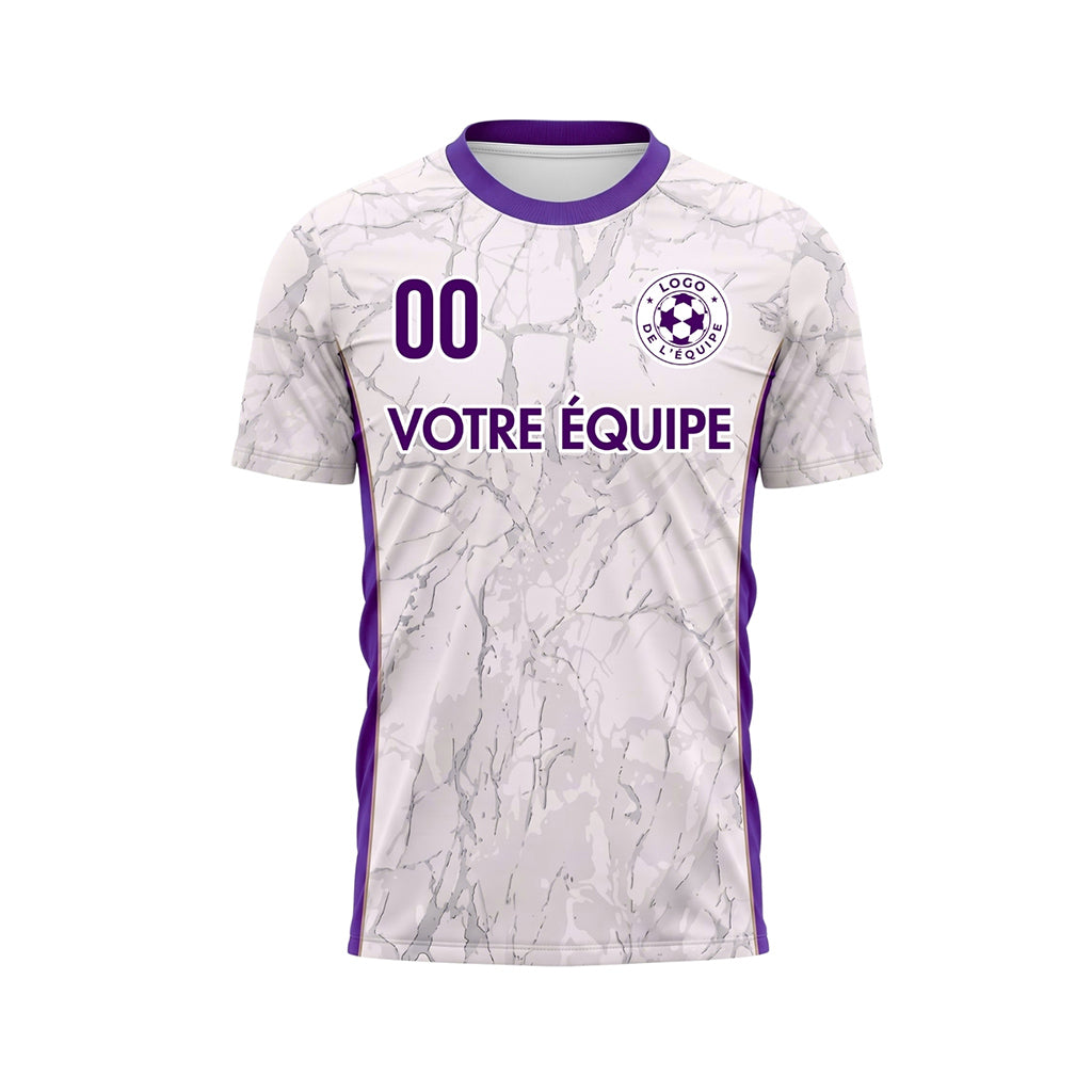 Blanc Violet Marbre Texture Motif Maillot de Football Personnalisé