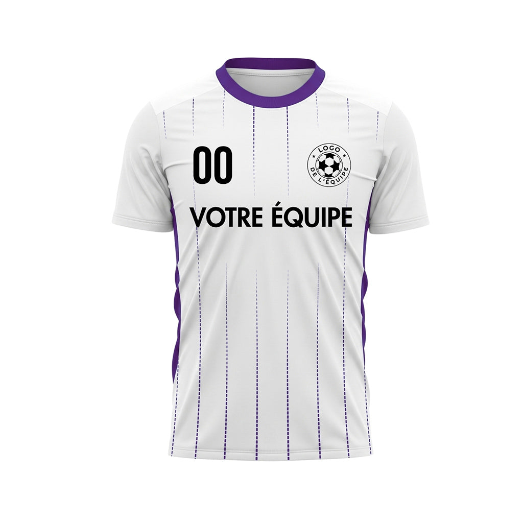 Blanc Violet Rayures Fines Maillot de Football Personnalisé