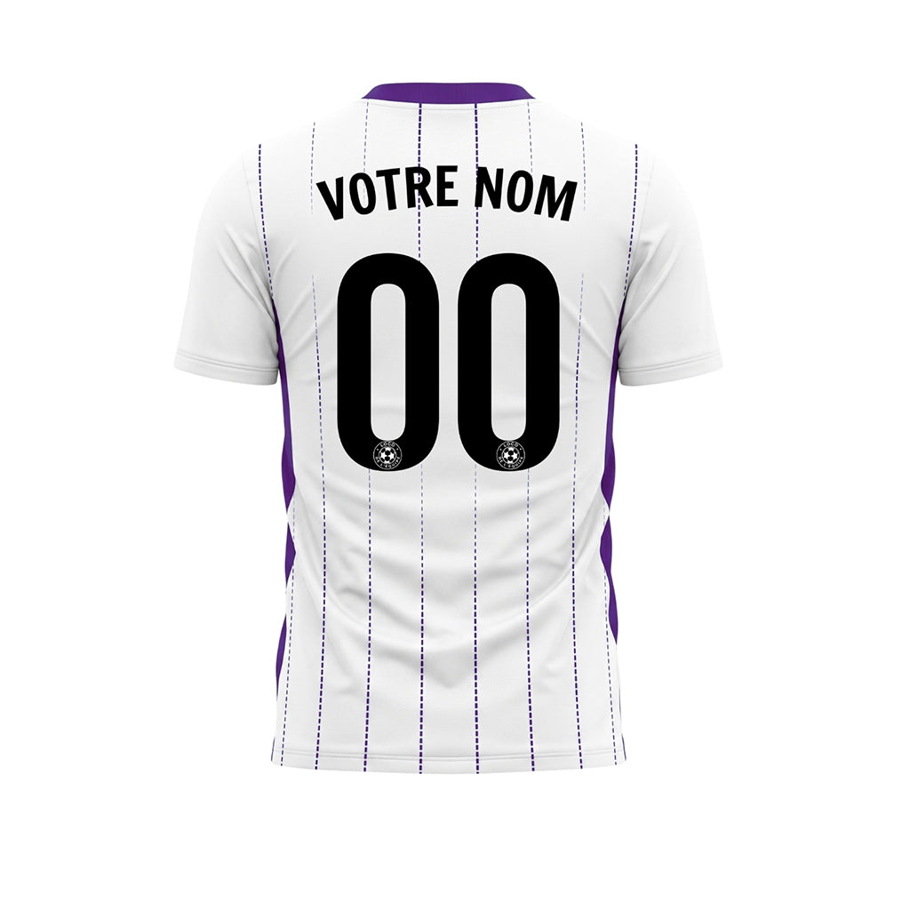 Blanc Violet Rayures Fines Maillot de Football Personnalisé
