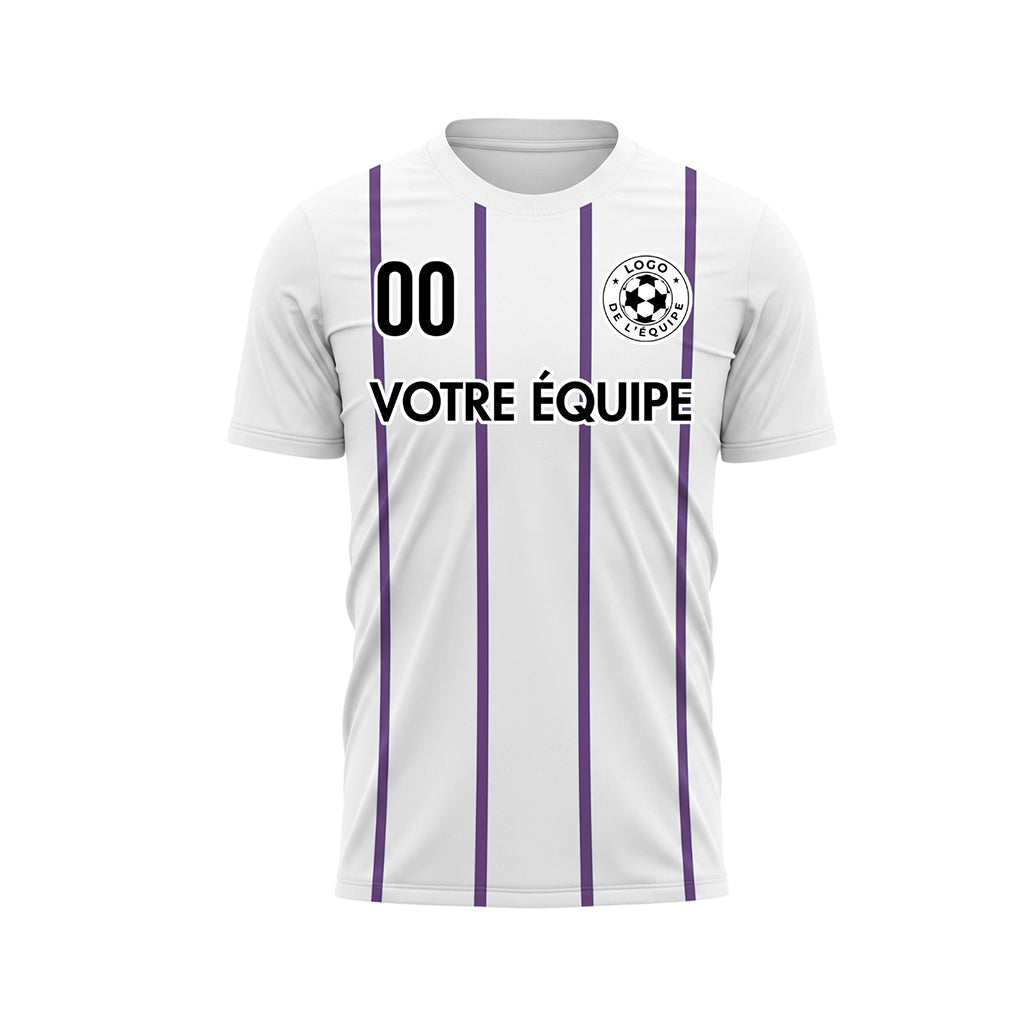 Blanc Violet Rayures Fines Vertical Motif Maillot de Football Personnalisé