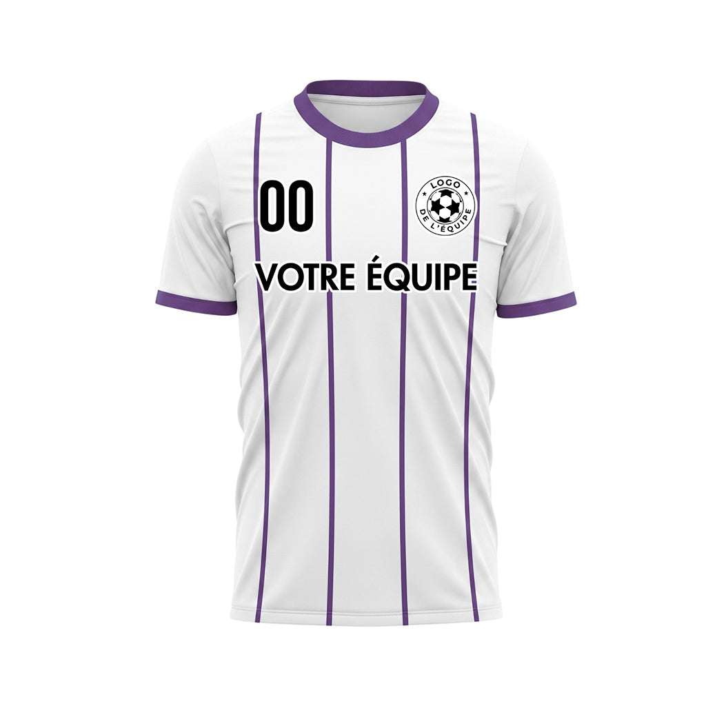 Blanc Violet Rayures Fines Vertical Motif (2) Maillot de Football Personnalisé
